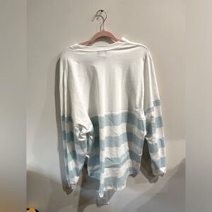 Blue and white striped spirit jersey